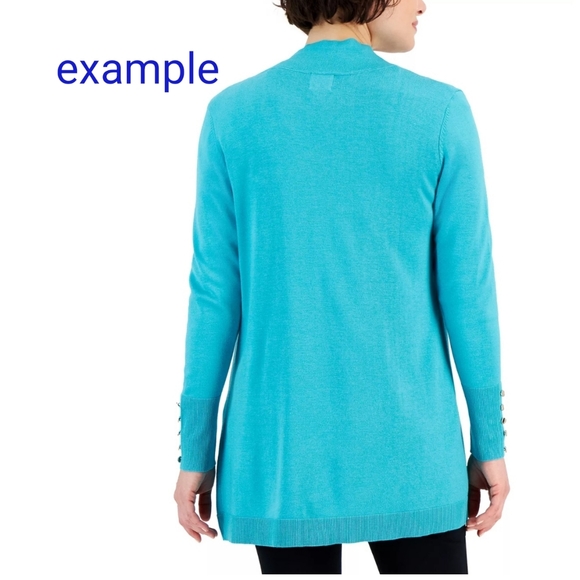 JM Collection Button-Sleeve Flyaway Cardigan Sweater - Picture 2 of 9